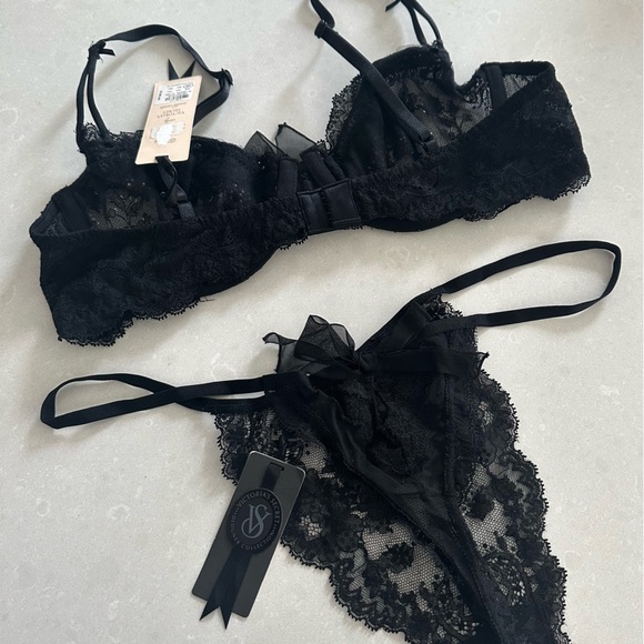 Victoria's Secret Designer Swarovski Black 36B Bra & Panty L Set - Picture 14 of 14